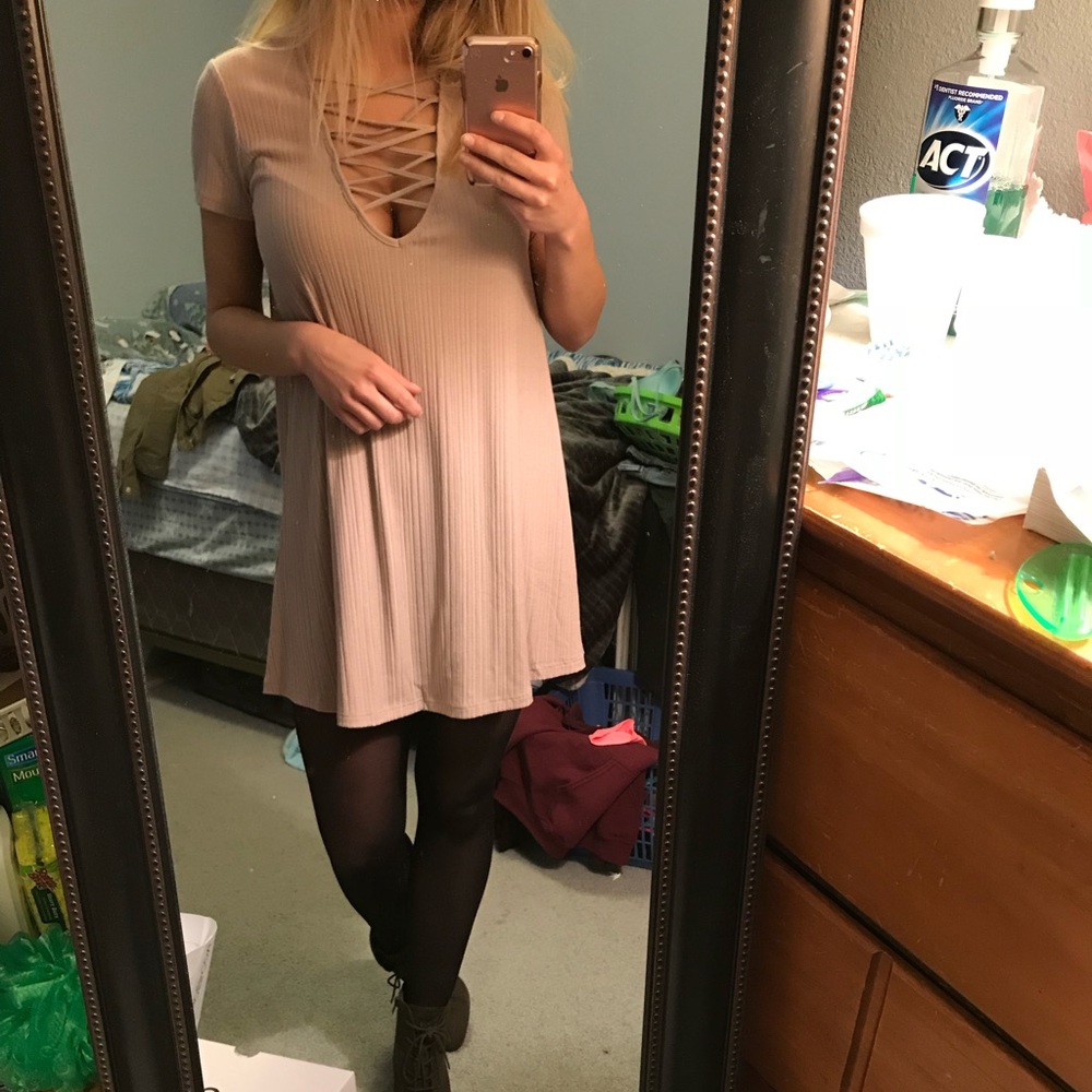 Lace Up Mini Dress